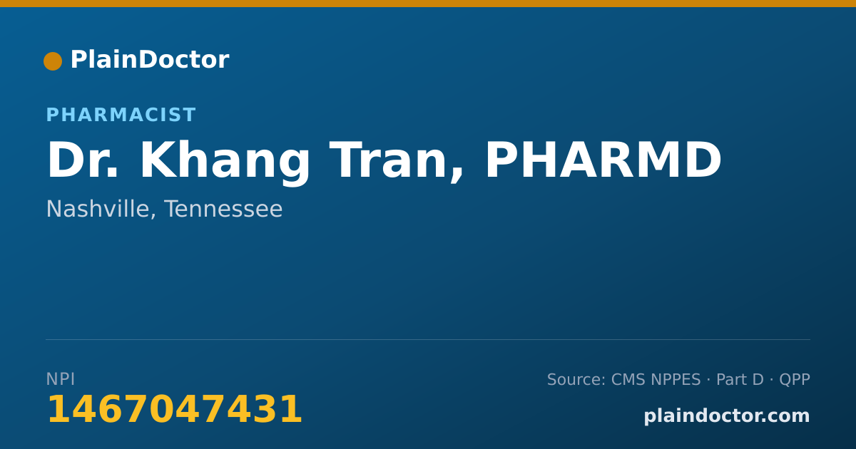 Shareable card for Khang Tran, PHARMD - Pharmacist, Nashville, TN