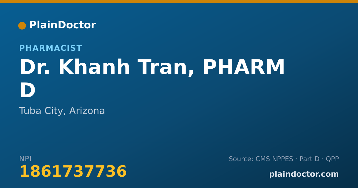 Shareable card for Khanh Tran, PHARM D - Pharmacist, Tuba City, AZ