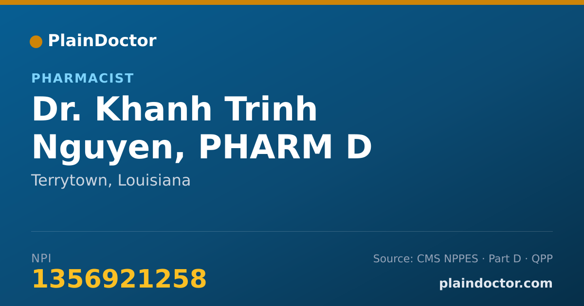 Shareable card for Khanh Trinh Nguyen, PHARM D - Pharmacist, Terrytown, LA