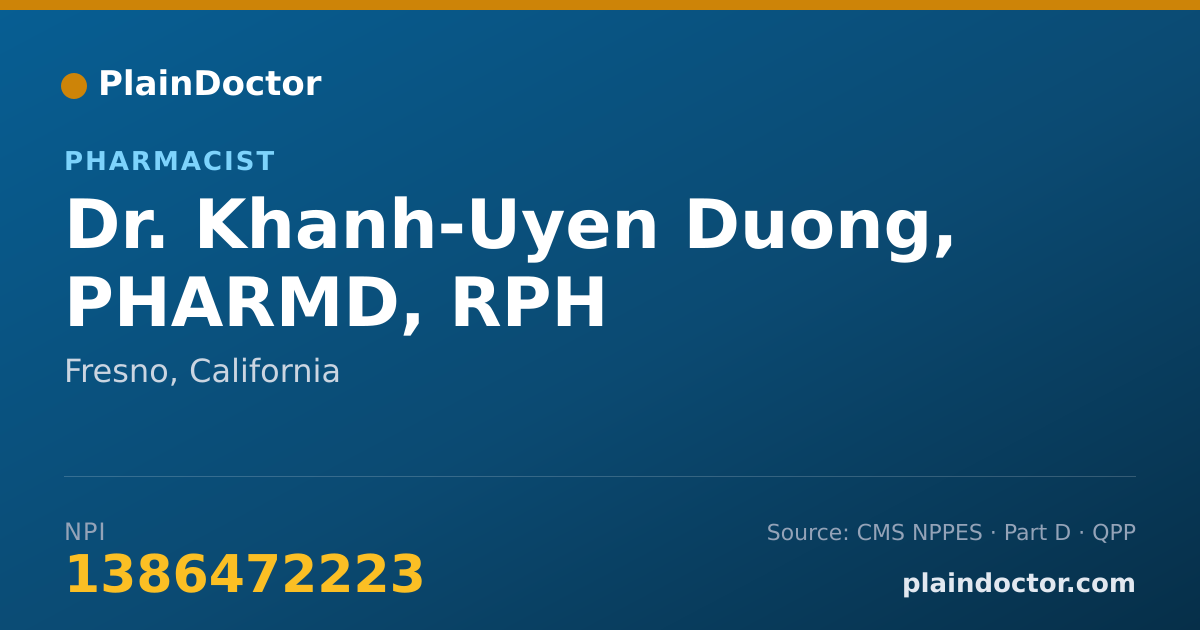 Shareable card for Khanh-Uyen Duong, PHARMD, RPH - Pharmacist, Fresno, CA
