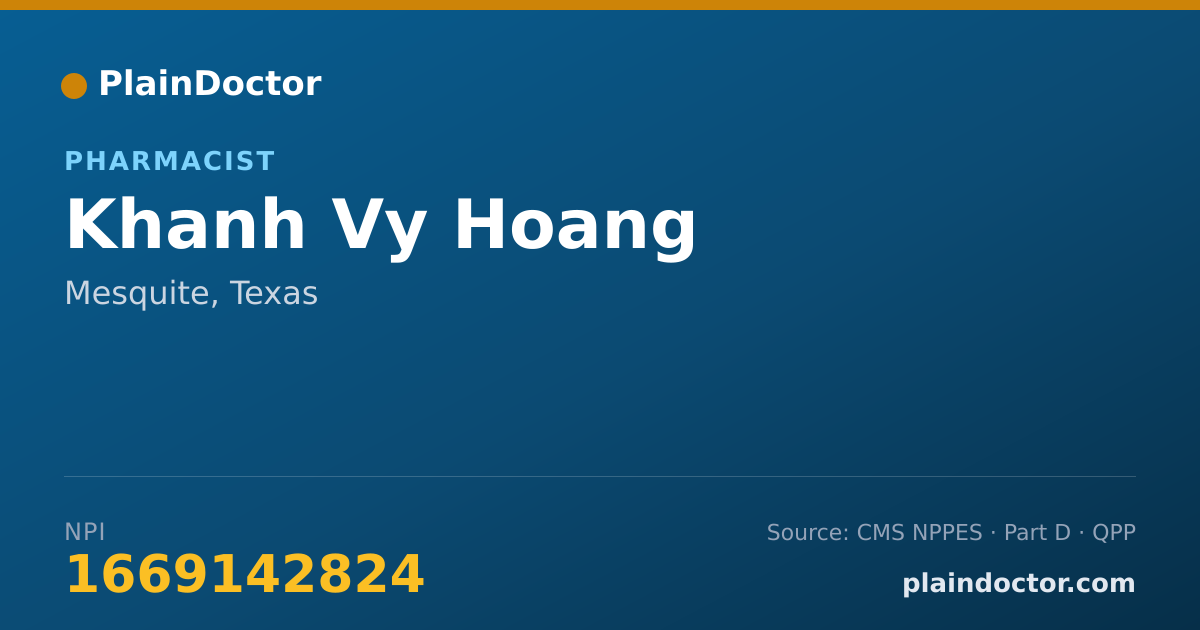Shareable card for Khanh Vy Hoang - Pharmacist, Mesquite, TX