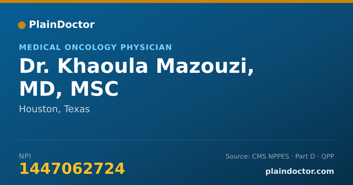 Shareable card for Khaoula Mazouzi, MD, MSC - Medical Oncology Physician, Houston, TX