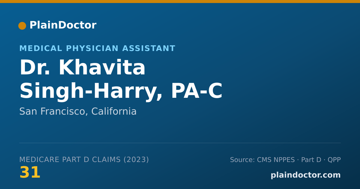 Shareable card for Khavita Singh-Harry, PA-C - Medical Physician Assistant, San Francisco, CA