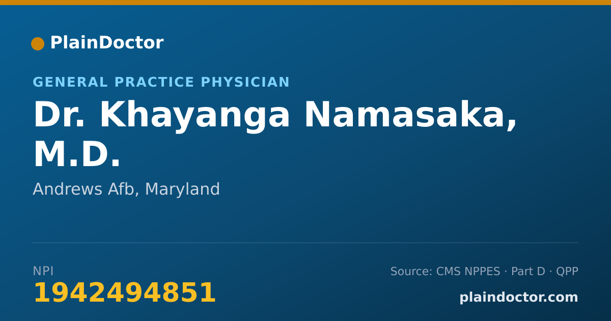 Shareable card for Khayanga Namasaka, M.D. - General Practice Physician, Andrews Afb, MD