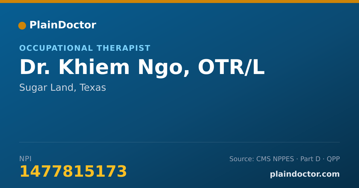 Shareable card for Khiem Ngo, OTR/L - Occupational Therapist, Sugar Land, TX