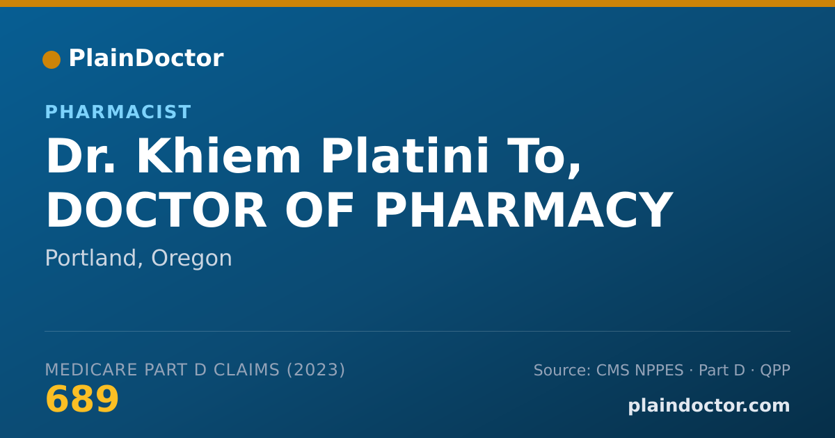 Shareable card for Khiem Platini To, DOCTOR OF PHARMACY - Pharmacist, Portland, OR