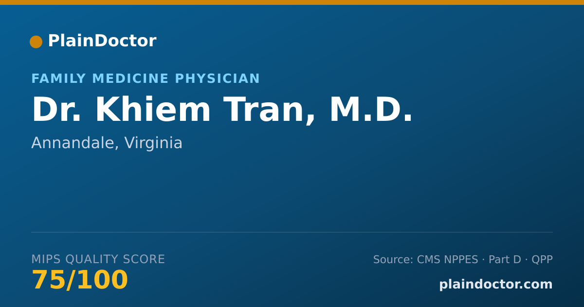 Shareable card for Khiem Tran, M.D. - Family Medicine Physician, Annandale, VA