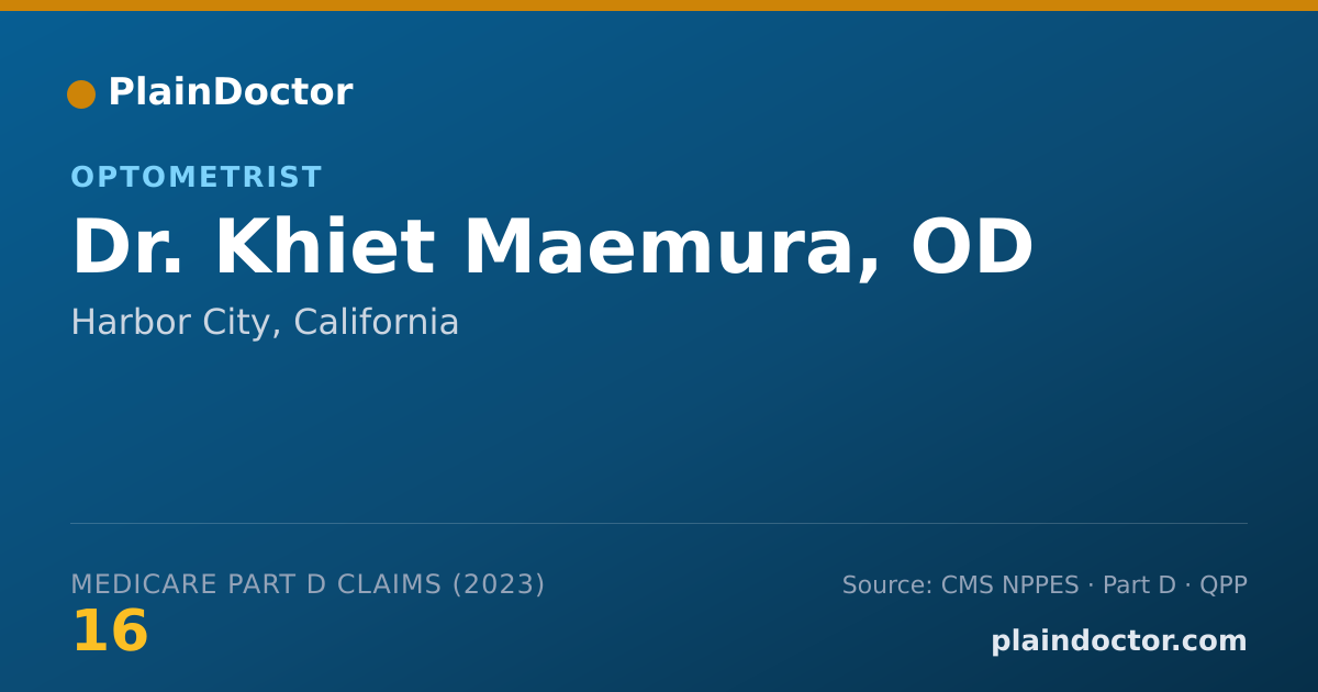 Shareable card for Khiet Maemura, OD - Optometrist, Harbor City, CA
