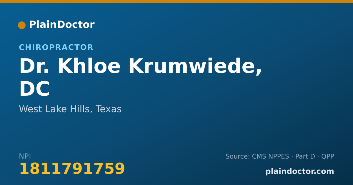 Shareable card for Khloe Krumwiede, DC - Chiropractor, West Lake Hills, TX