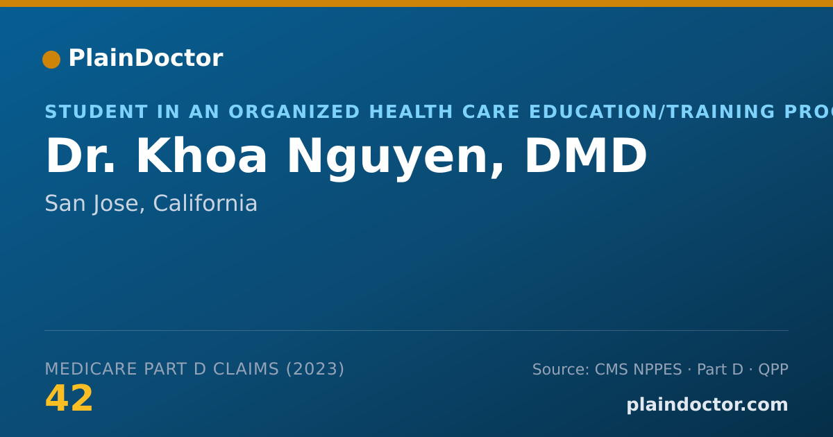 Shareable card for Khoa Nguyen, DMD - Student in an Organized Health Care Education/Training Program, San Jose, CA