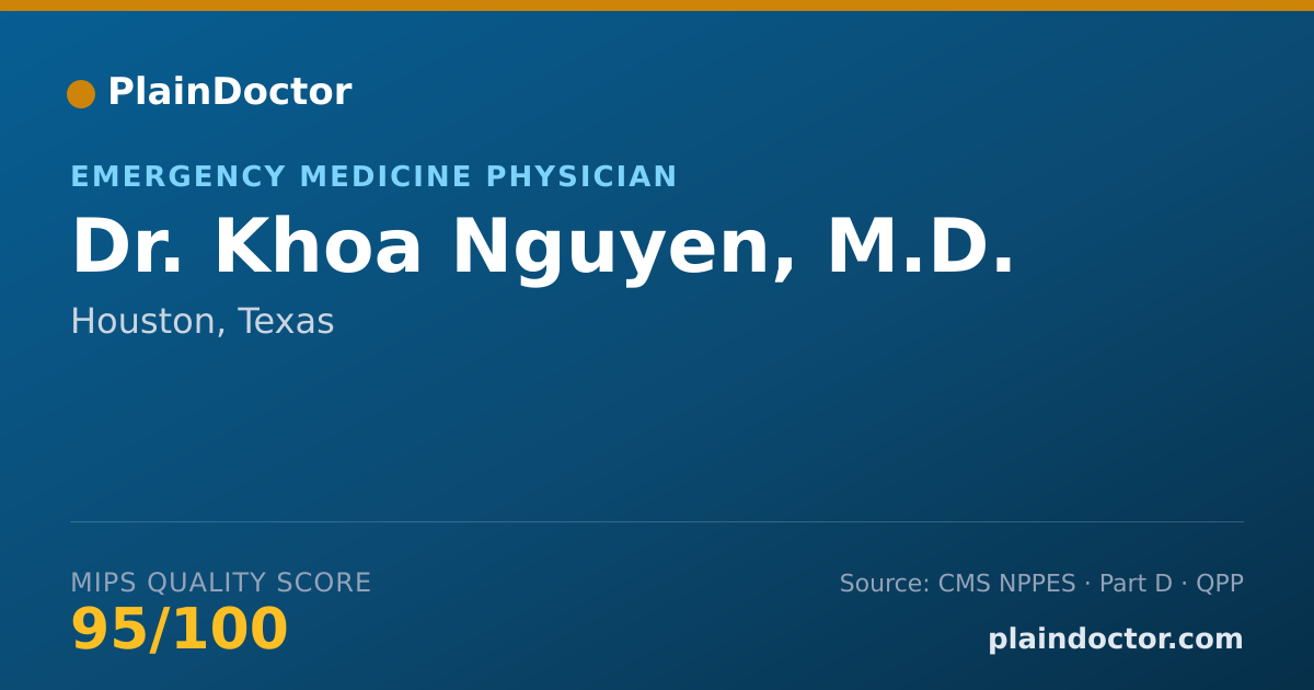Shareable card for Khoa Nguyen, M.D. - Emergency Medicine Physician, Houston, TX