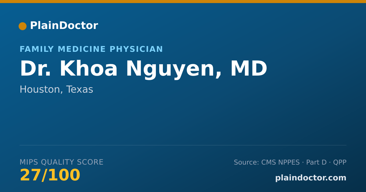 Shareable card for Khoa Nguyen, MD - Family Medicine Physician, Houston, TX
