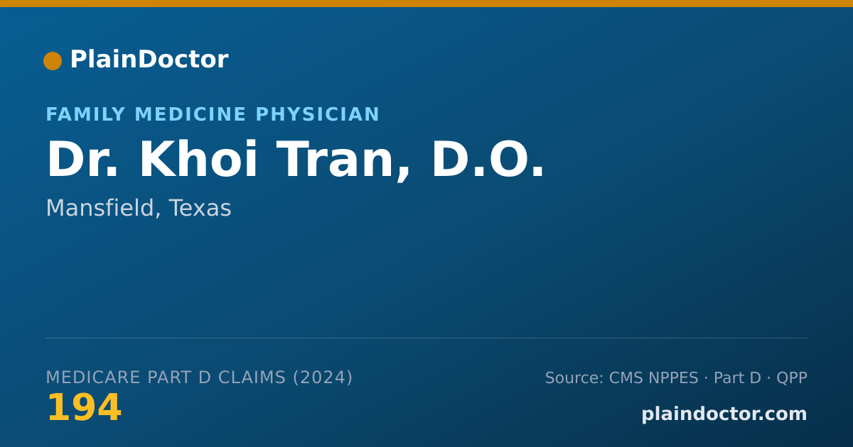 Shareable card for Khoi Tran, D.O. - Family Medicine Physician, Mansfield, TX