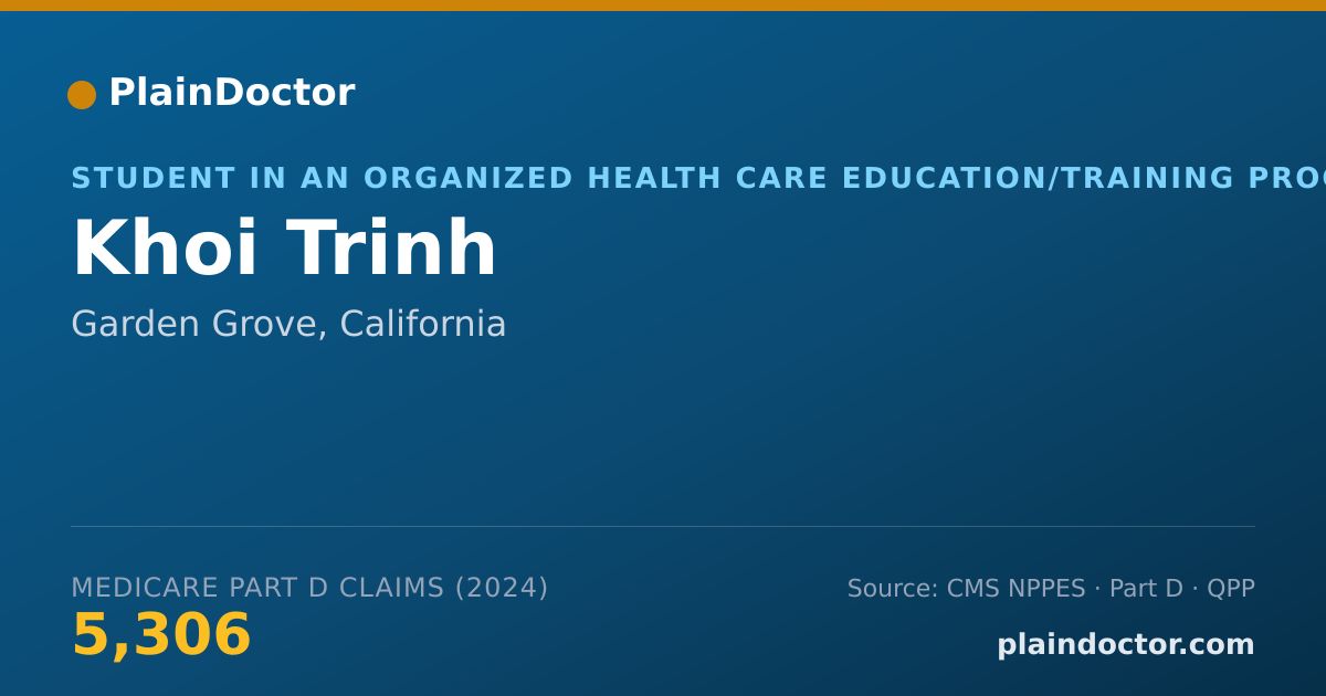 Shareable card for Khoi Trinh - Student in an Organized Health Care Education/Training Program, Garden Grove, CA