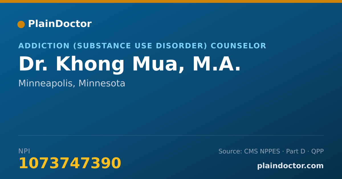 Shareable card for Khong Mua, M.A. - Addiction (Substance Use Disorder) Counselor, Minneapolis, MN
