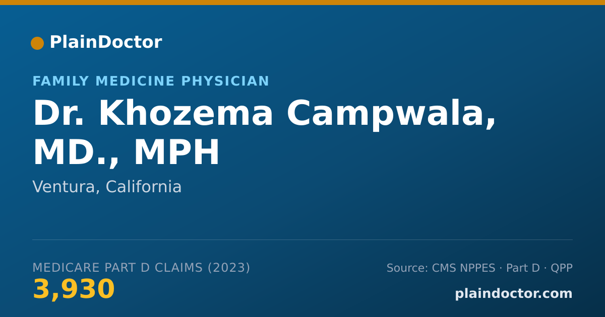 Shareable card for Khozema Campwala, MD., MPH - Family Medicine Physician, Ventura, CA