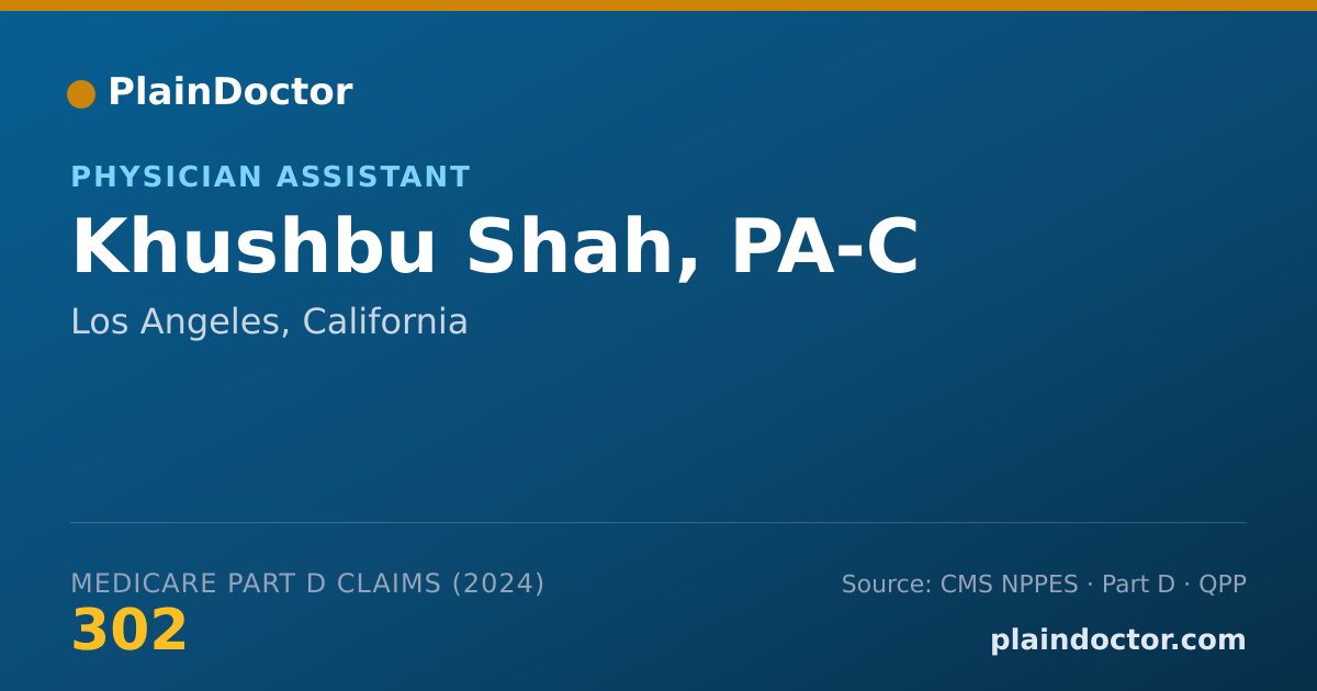 Shareable card for Khushbu Shah, PA-C - Physician Assistant, Los Angeles, CA