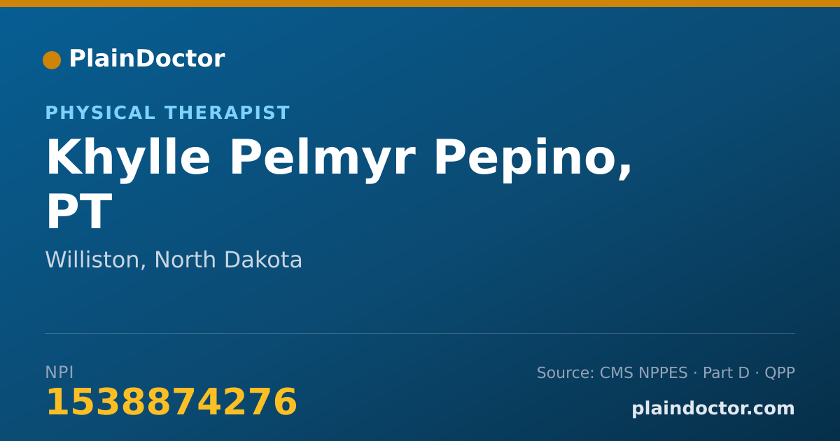 Shareable card for Khylle Pelmyr Pepino, PT - Physical Therapist, Williston, ND