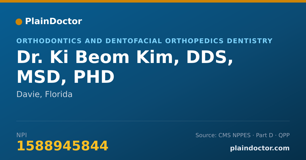 Shareable card for Ki Beom Kim, DDS, MSD, PHD - Orthodontics and Dentofacial Orthopedics Dentistry, Davie, FL