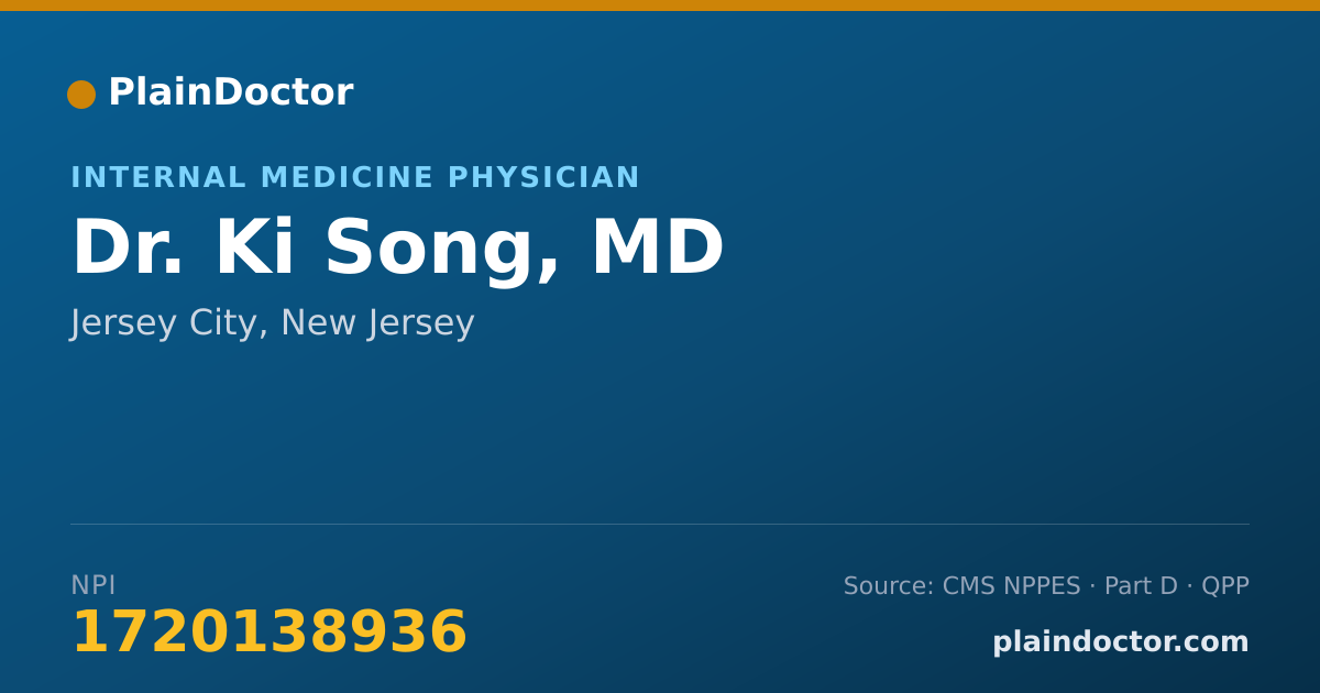 Shareable card for Ki Song, MD - Internal Medicine Physician, Jersey City, NJ
