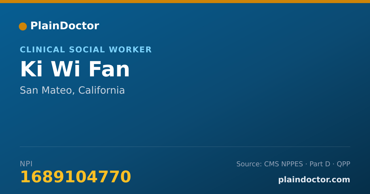 Shareable card for Ki Wi Fan - Clinical Social Worker, San Mateo, CA