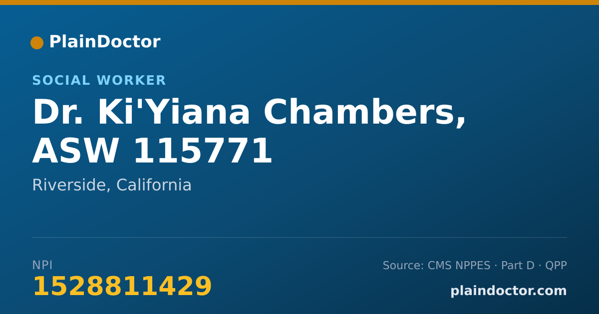 Shareable card for Ki'Yiana Chambers, ASW 115771 - Social Worker, Riverside, CA