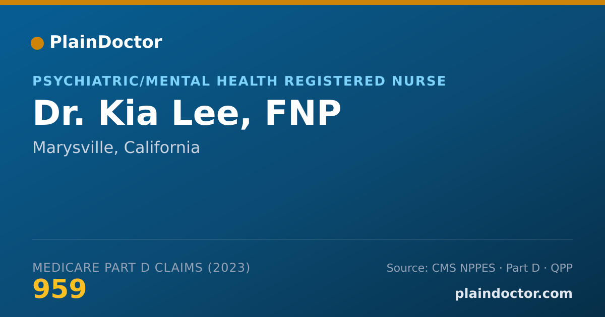 Shareable card for Kia Lee, FNP - Psychiatric/Mental Health Registered Nurse, Marysville, CA