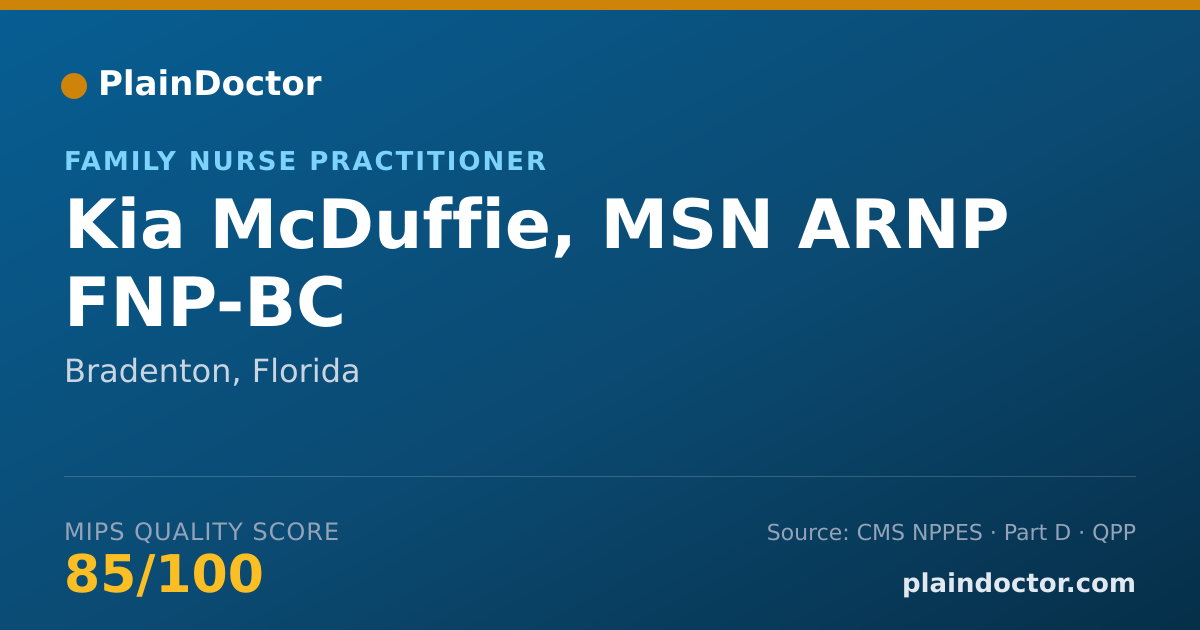 Shareable card for Kia McDuffie, MSN ARNP FNP-BC - Family Nurse Practitioner, Bradenton, FL
