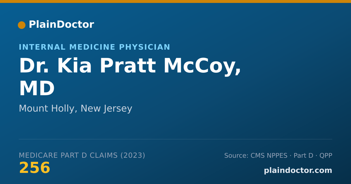 Shareable card for Kia Pratt McCoy, MD - Internal Medicine Physician, Mount Holly, NJ