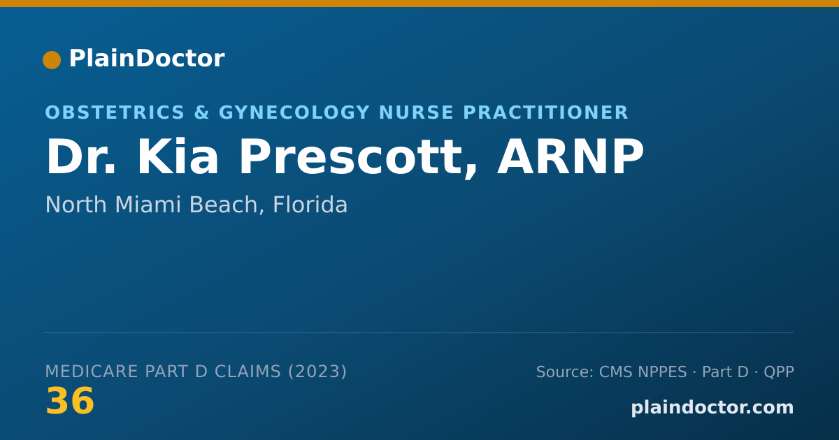 Shareable card for Kia Prescott, ARNP - Obstetrics & Gynecology Nurse Practitioner, North Miami Beach, FL