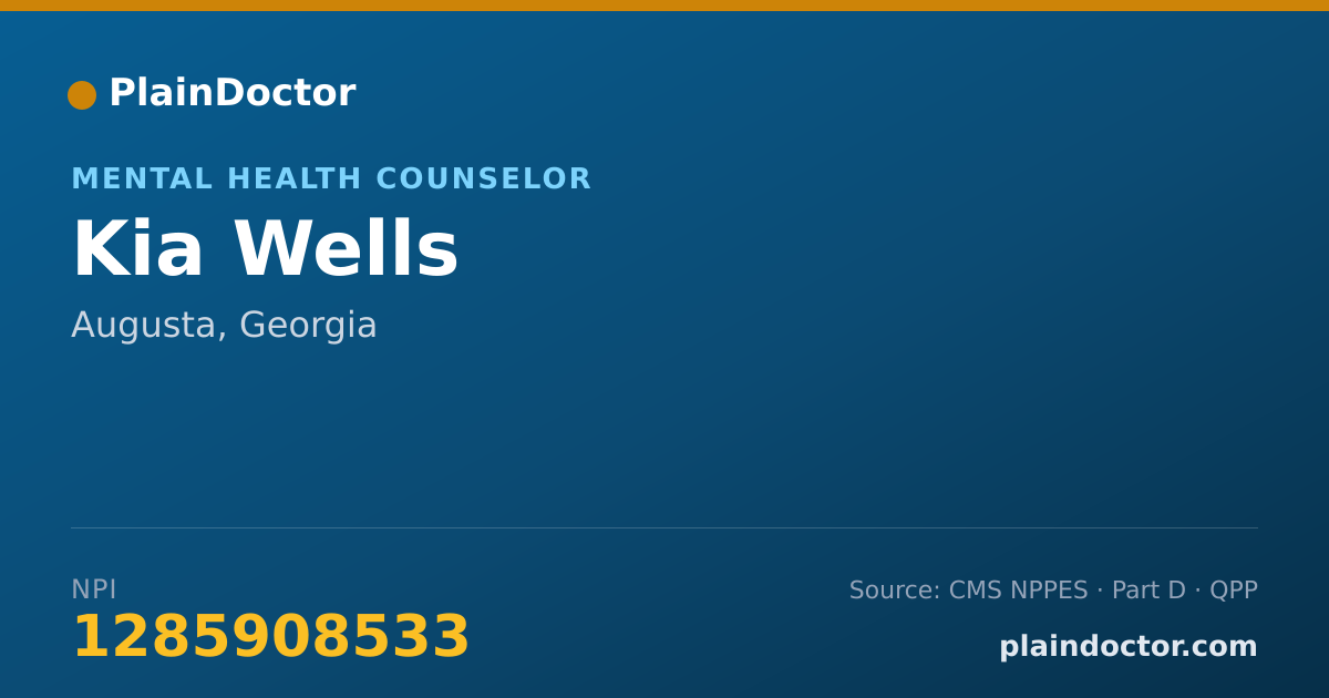 Shareable card for Kia Wells - Mental Health Counselor, Augusta, GA