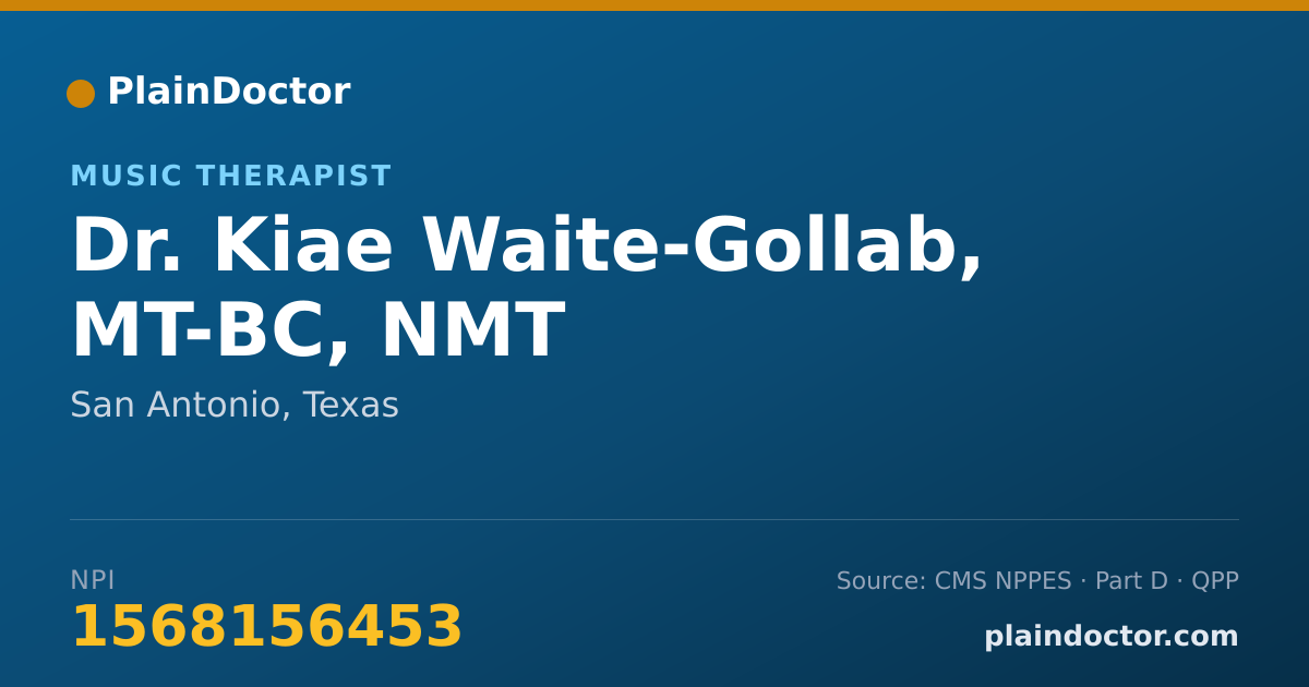Shareable card for Kiae Waite-Gollab, MT-BC, NMT - Music Therapist, San Antonio, TX