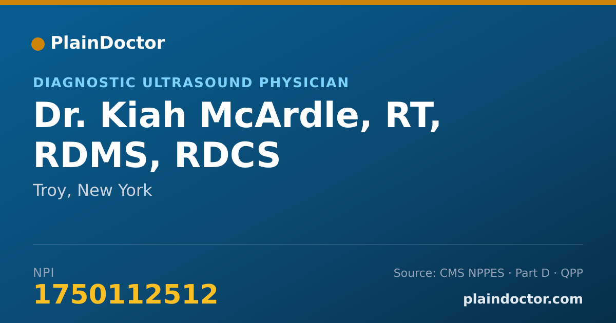 Shareable card for Kiah McArdle, RT, RDMS, RDCS - Diagnostic Ultrasound Physician, Troy, NY