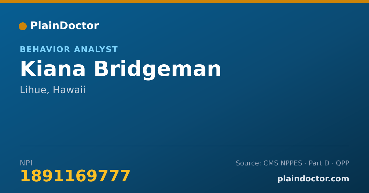 Shareable card for Kiana Bridgeman - Behavior Analyst, Lihue, HI