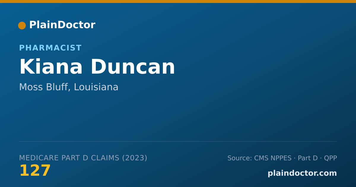 Shareable card for Kiana Duncan - Pharmacist, Moss Bluff, LA