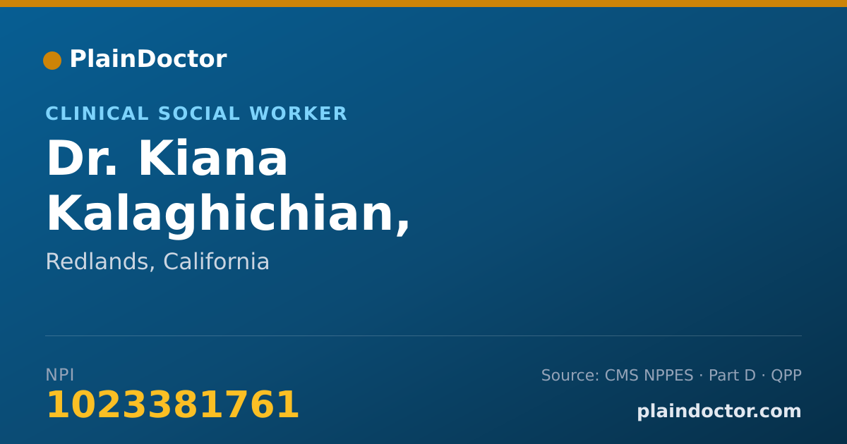 Shareable card for Kiana Kalaghichian, LCSW67830 - Clinical Social Worker, Redlands, CA