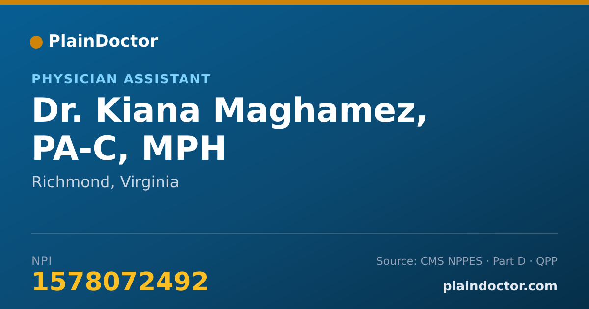 Shareable card for Kiana Maghamez, PA-C, MPH - Physician Assistant, Richmond, VA