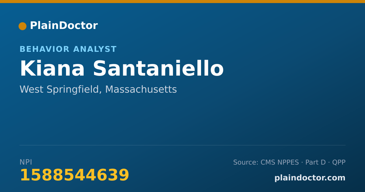 Shareable card for Kiana Santaniello - Behavior Analyst, West Springfield, MA