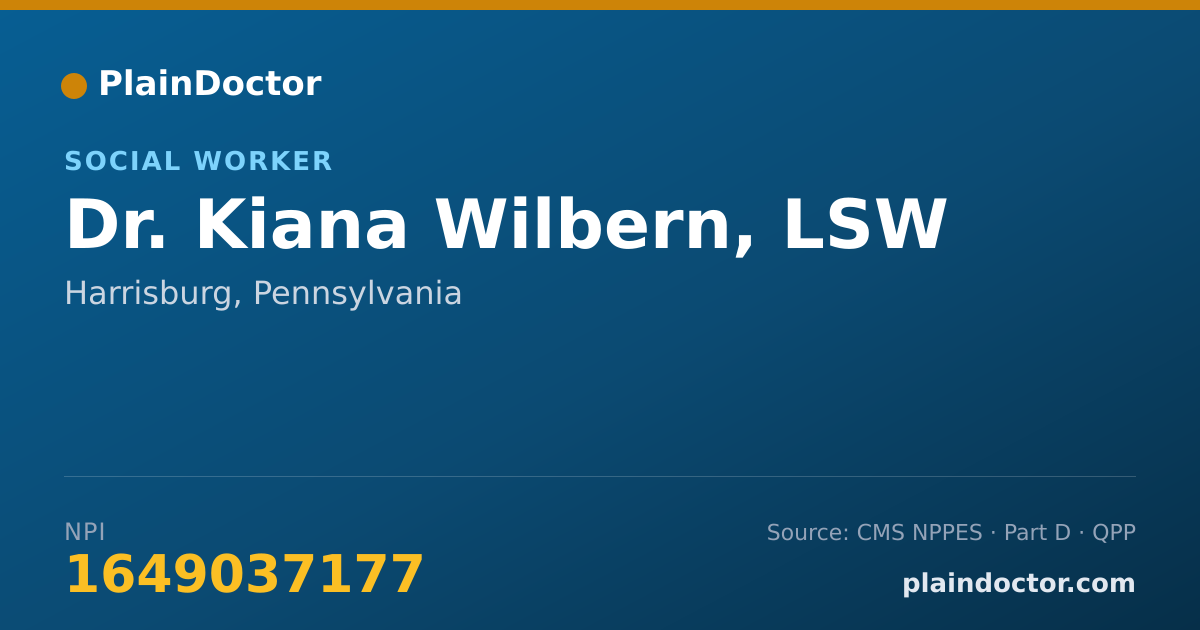 Shareable card for Kiana Wilbern, LSW - Social Worker, Harrisburg, PA
