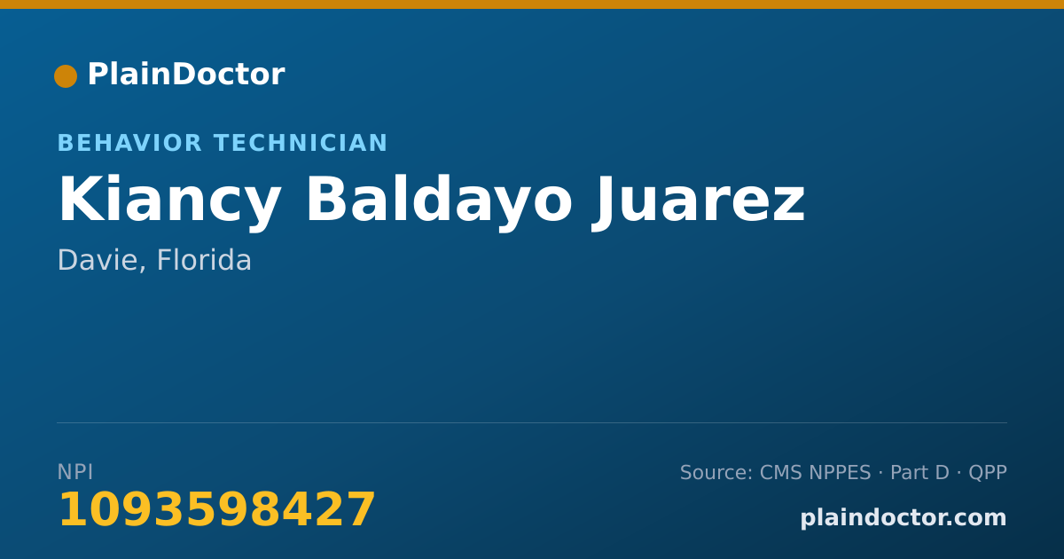 Shareable card for Kiancy Baldayo Juarez - Behavior Technician, Davie, FL