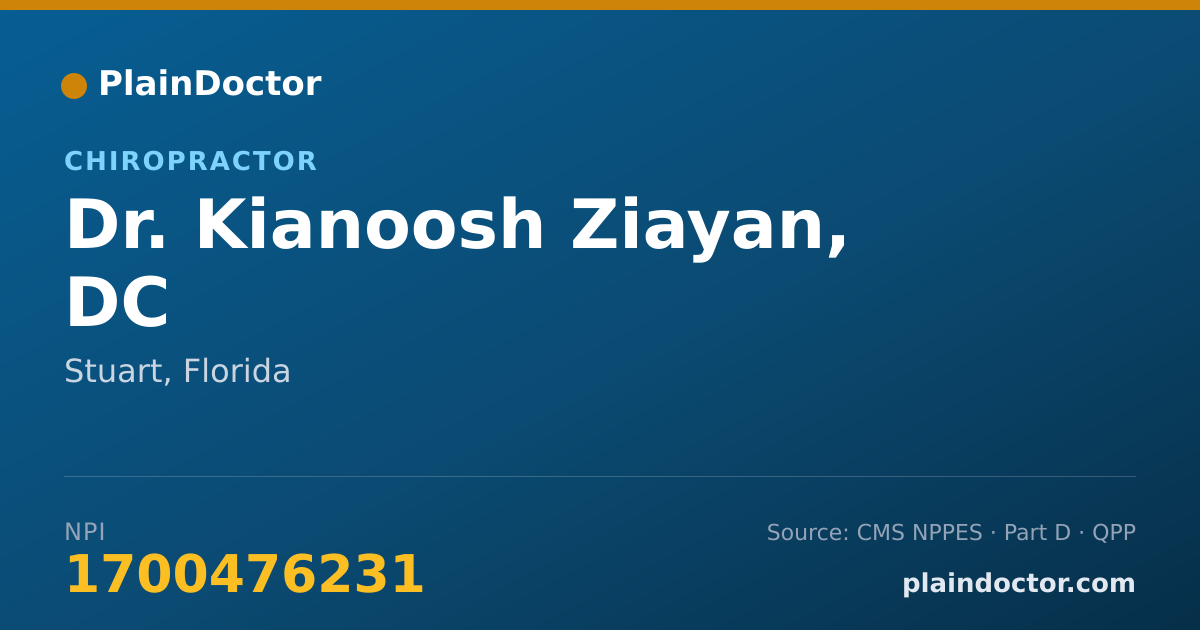 Shareable card for Kianoosh Ziayan, DC - Chiropractor, Stuart, FL