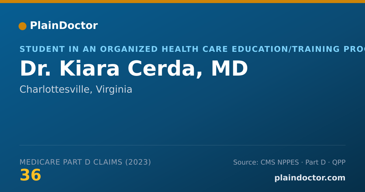 Shareable card for Kiara Cerda, MD - Student in an Organized Health Care Education/Training Program, Charlottesville, VA