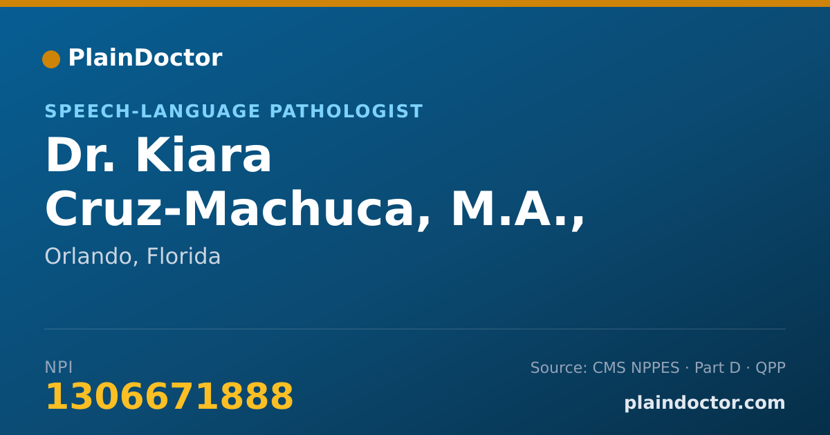 Shareable card for Kiara Cruz-Machuca, M.A., CF-SLP - Speech-Language Pathologist, Orlando, FL