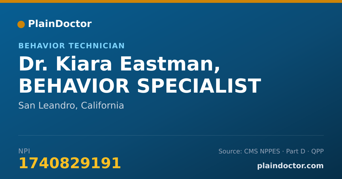 Shareable card for Kiara Eastman, BEHAVIOR SPECIALIST - Behavior Technician, San Leandro, CA