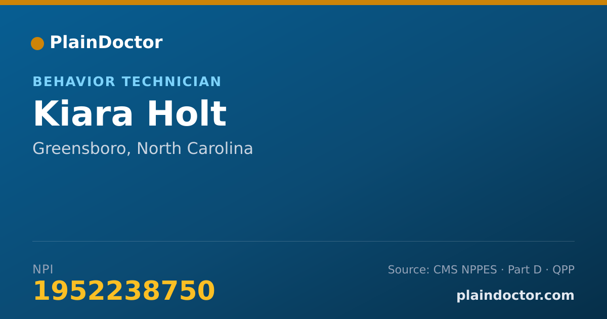 Shareable card for Kiara Holt - Behavior Technician, Greensboro, NC