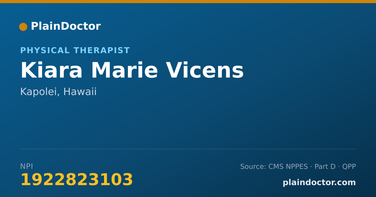 Shareable card for Kiara Marie Vicens - Physical Therapist, Kapolei, HI