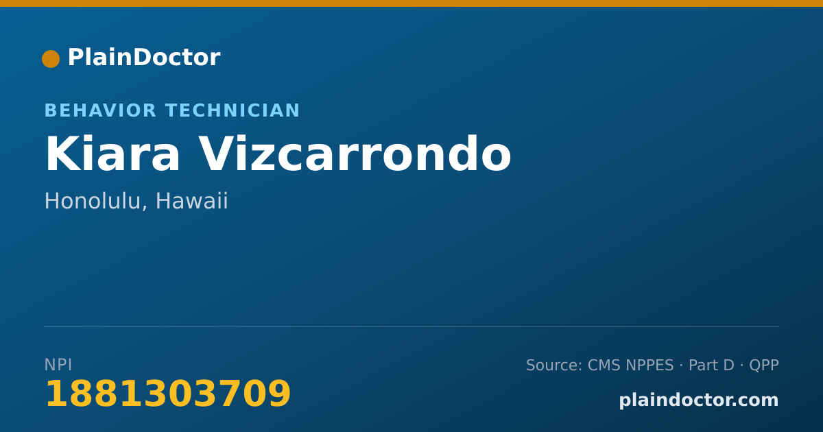 Shareable card for Kiara Vizcarrondo - Behavior Technician, Honolulu, HI