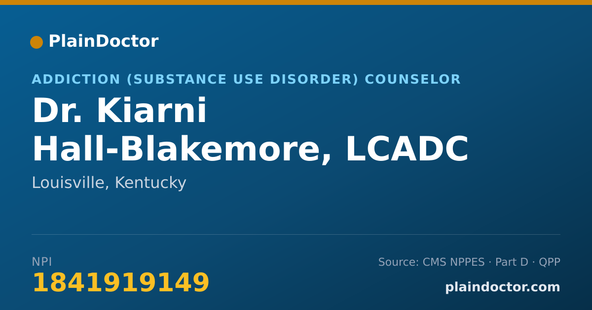 Shareable card for Kiarni Hall-Blakemore, LCADC - Addiction (Substance Use Disorder) Counselor, Louisville, KY