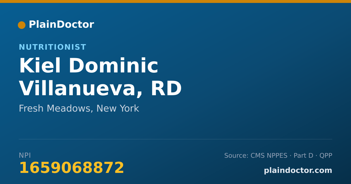 Shareable card for Kiel Dominic Villanueva, RD - Nutritionist, Fresh Meadows, NY