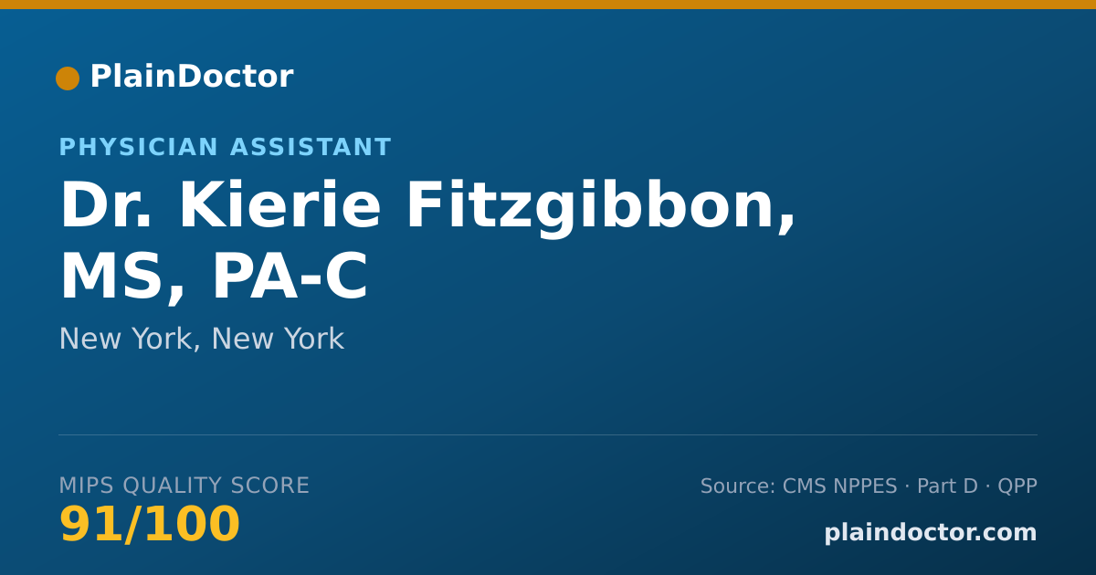 Shareable card for Kierie Fitzgibbon, MS, PA-C - Physician Assistant, New York, NY